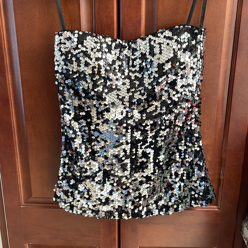 Fredericks of Hollywood, sparkly strapless top, size XS,